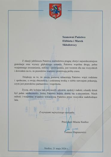 Pół wieku w miłości i zgodzie. Wyjątkowy jubileusz par małżeńskich w Siedlcach